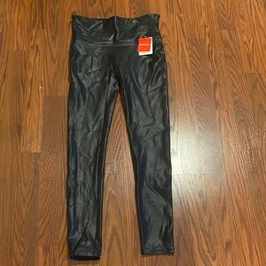 SPANX faux leather leggings. Size M